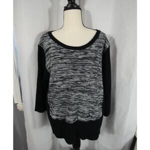 Allison Brittney Plus 3X Knit Sweater Black White Stretchy